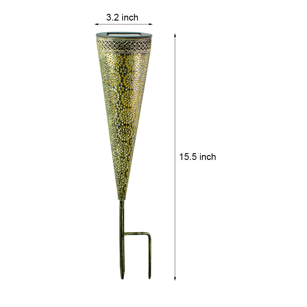 2-Pack Hollow Conical Solar Lights Garden Stake