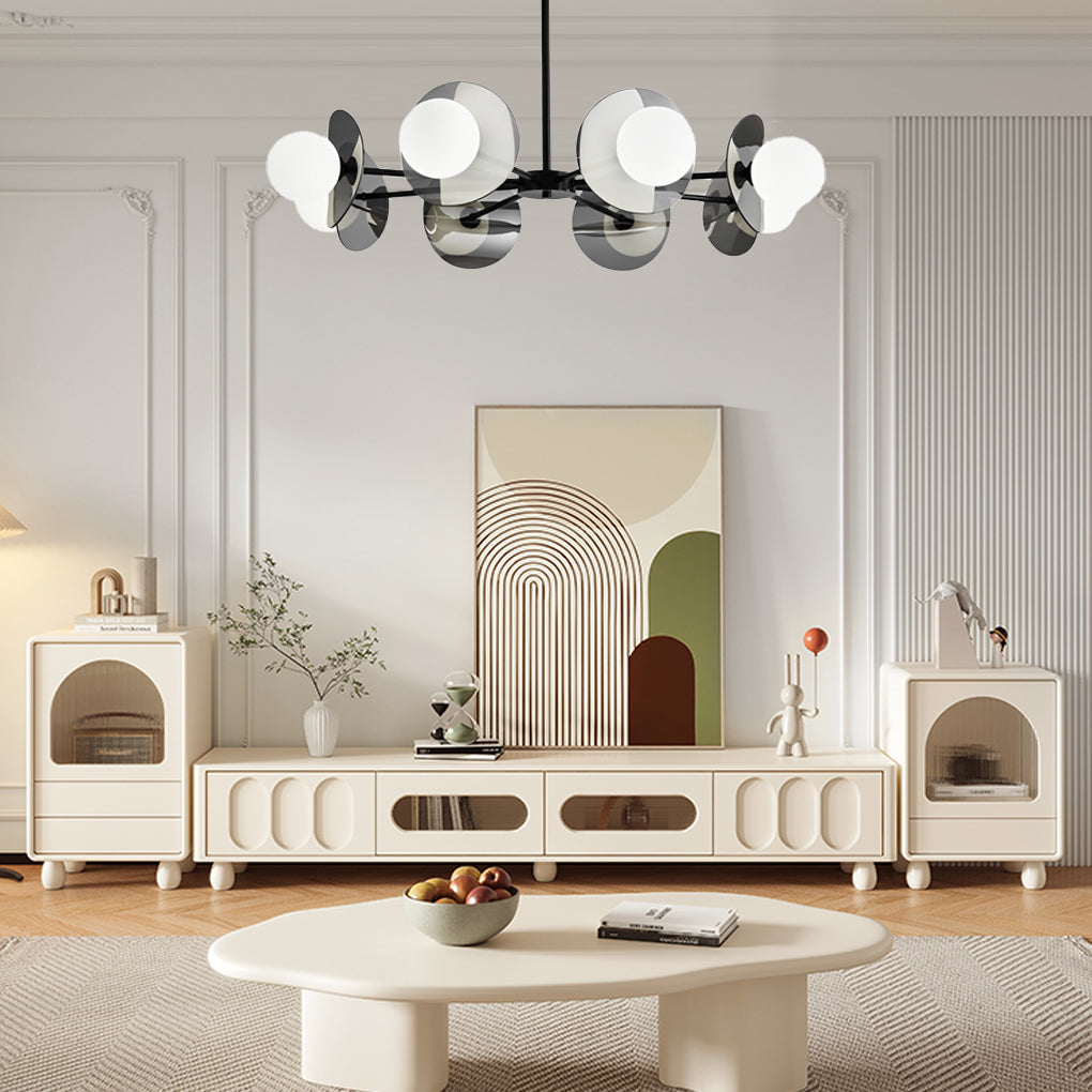 Round Electroplated Glass Piece Copper Black Modern Chandeliers Light - Dazuma