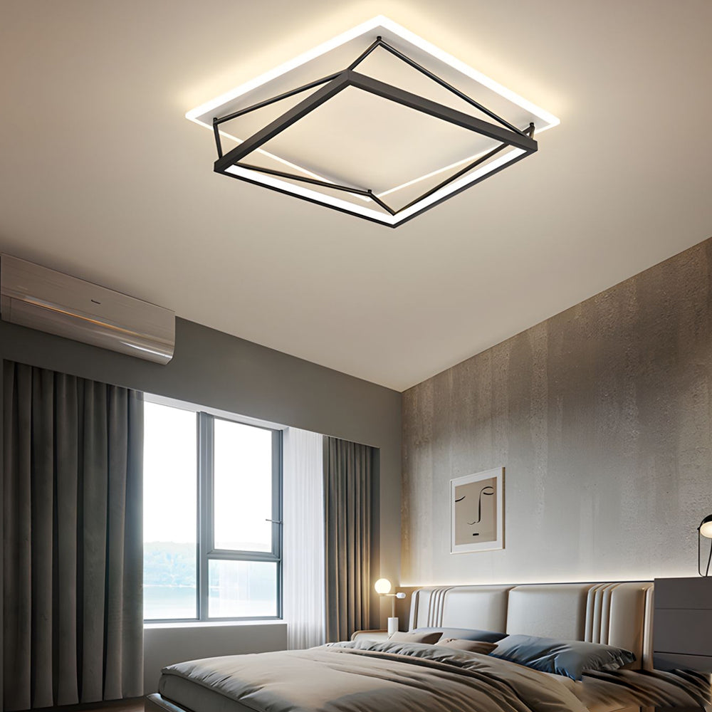 Nordic Geometric Art Black LED Flush Mount Ceiling Light - Dazuma