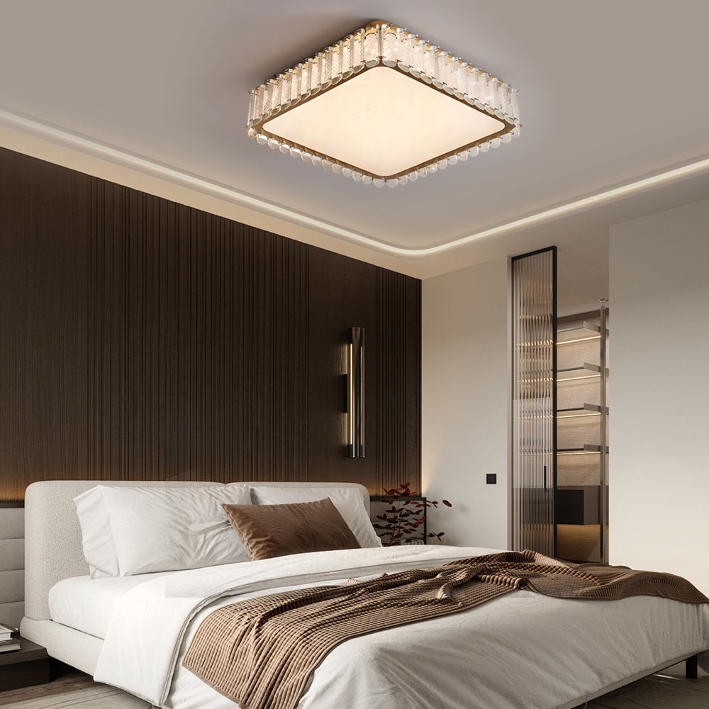 Contemporary Luxury Round/Square Flush Mount Ceiling Light with Crystal Shade - Dazuma