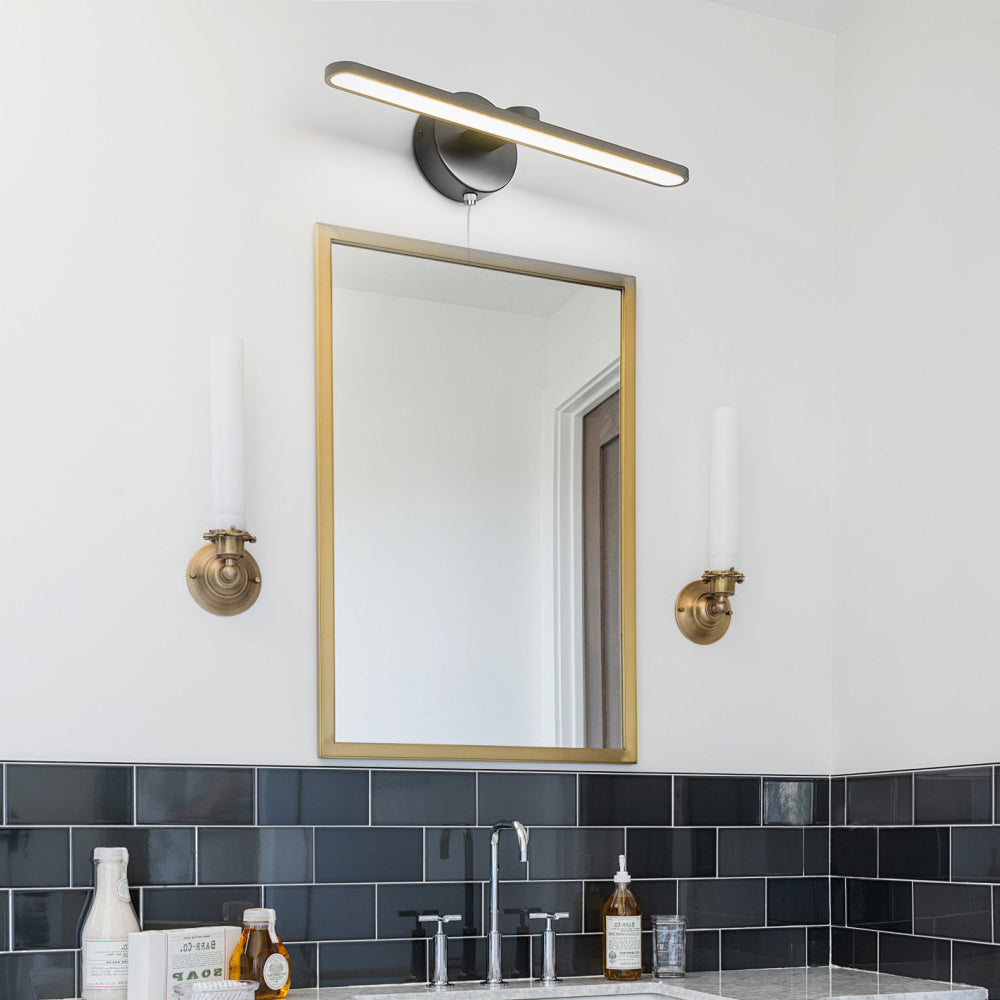 15.74'' Modern LED Linear Vanity Lights with Pull Rope Switch - Bathroom Lighting in Black/Bronze