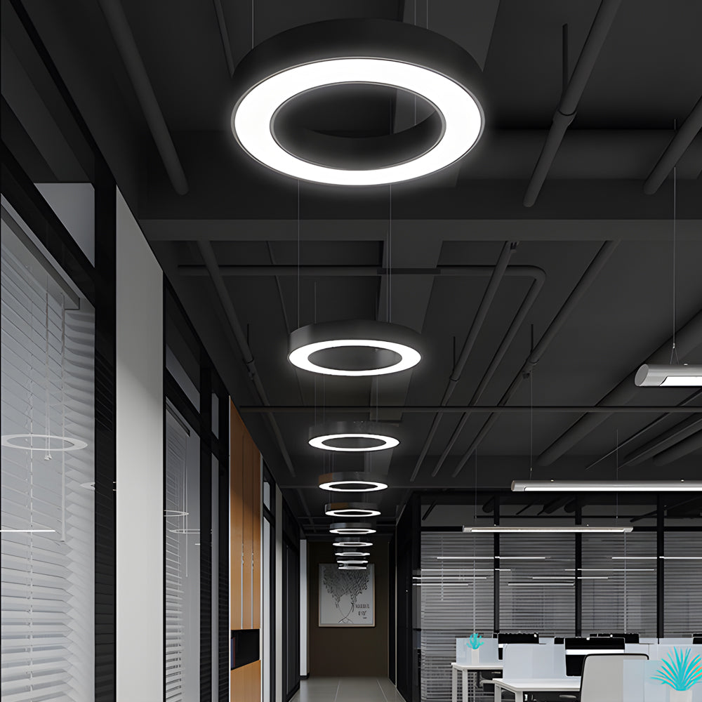 Dia 15'' Ring LED Office Chandelier Light Hanging Ceiling Lighting - Dazuma