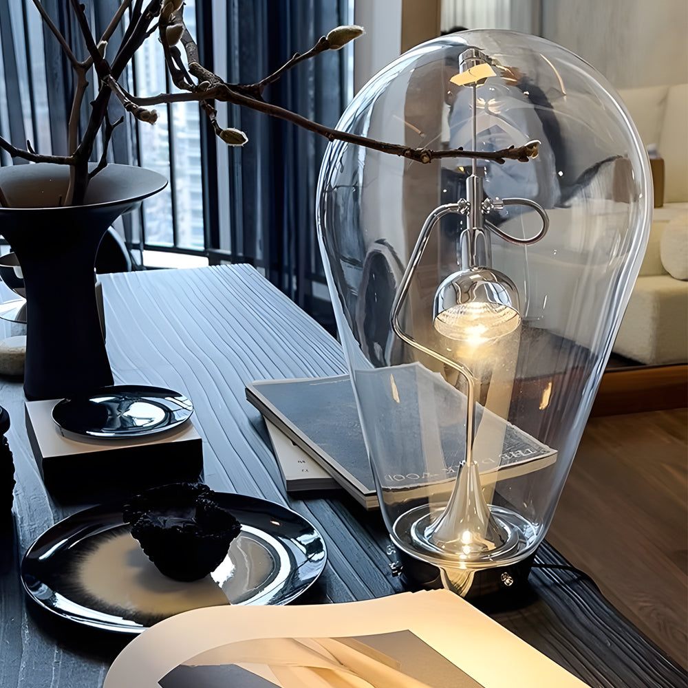 Industrial Magnet Control Glass Bulb Shaped  Blow Table Lamp Touch Dimming Desk Lamp