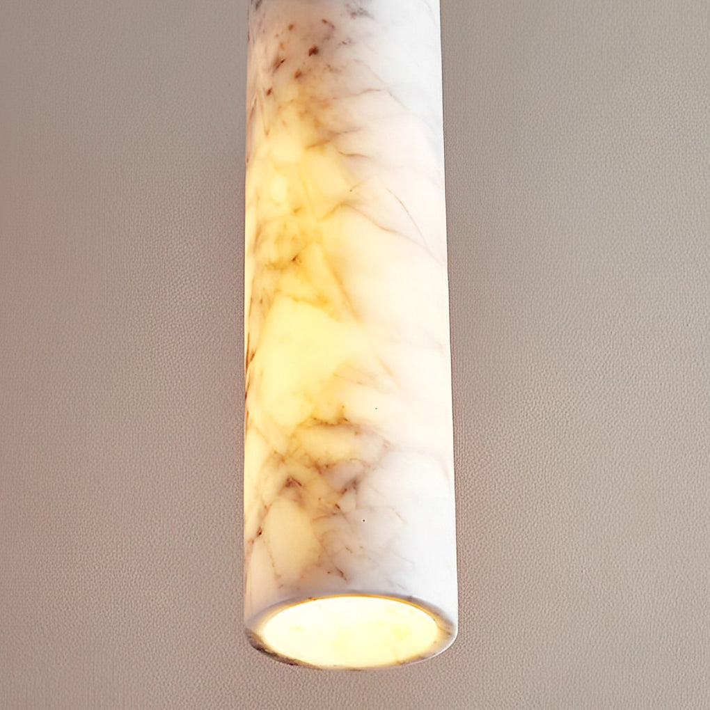 Elongated Cylindrical Marble Texture Minimalist Chandelier Pendant Lights