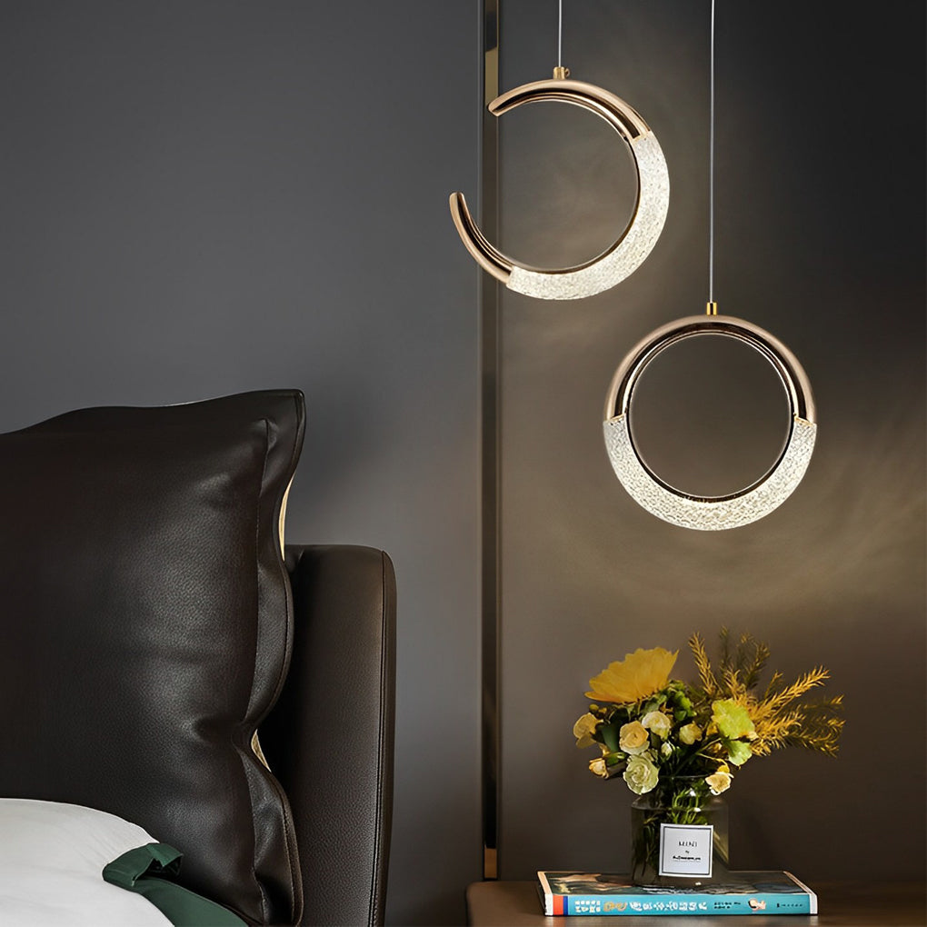 Moon Rings LED Electroplated Nordic Small Chandelier Light Pendant ...