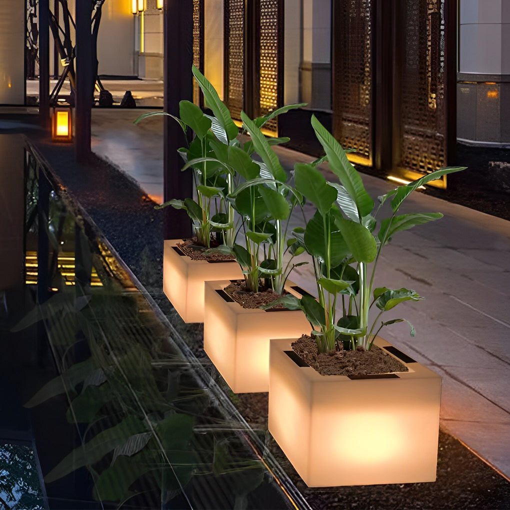Square Waterproof Multipurpose Intelligent LED Solar Flower Pot Lights