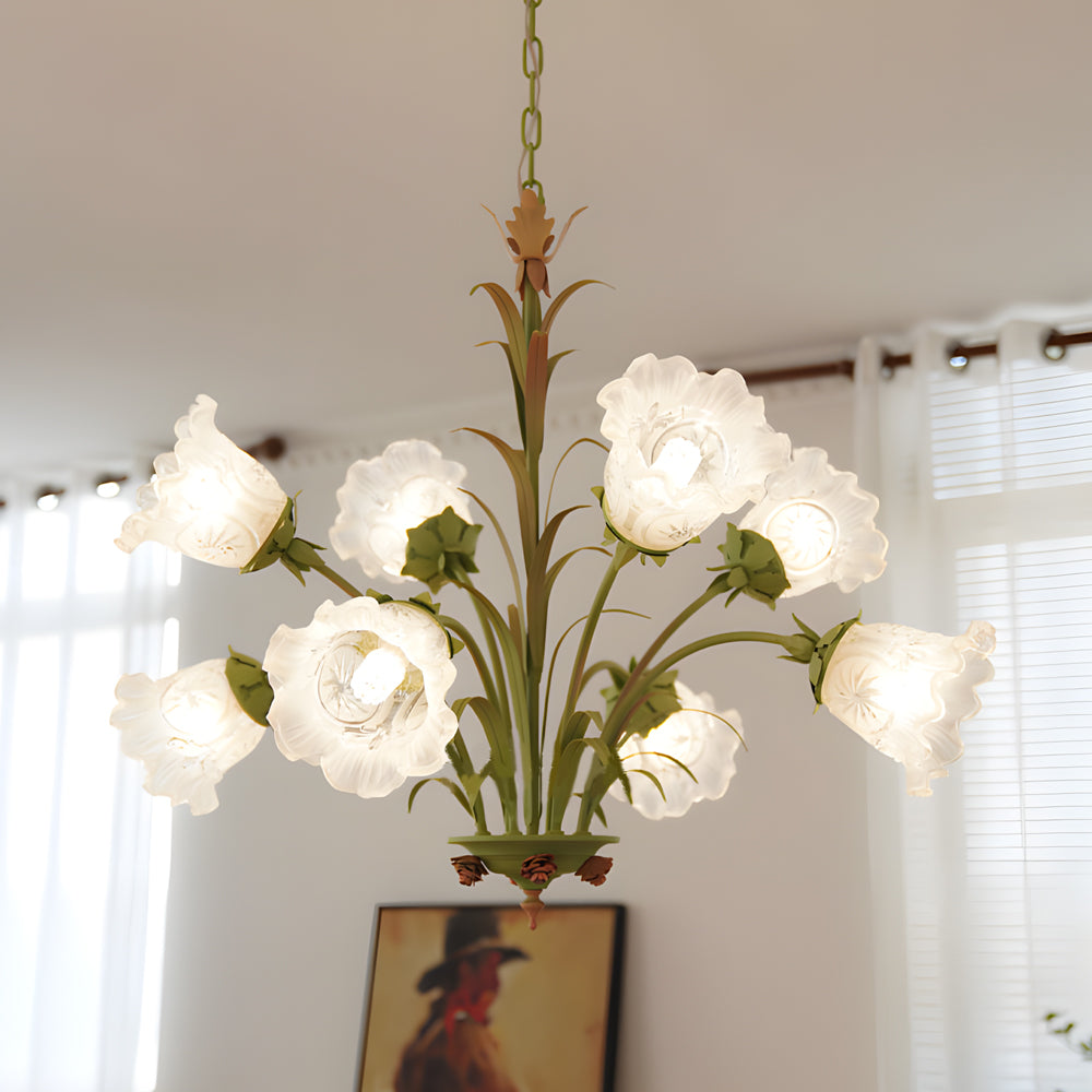 3/6/8-Light Frosted Glass Flowers 3 Step Dimming French Chandelier - Dazuma