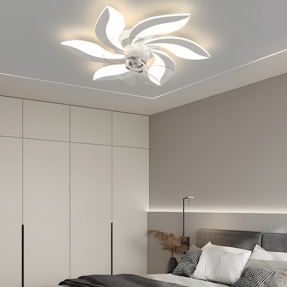 Flowers Leaves Shake Head 3 Step Dimming Modern Ceiling Fans with Light - Dazuma