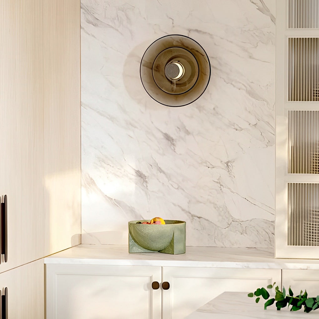 Double Layer Round Glass Electroplated Metal LED Nordic Wall Lights - Dazuma