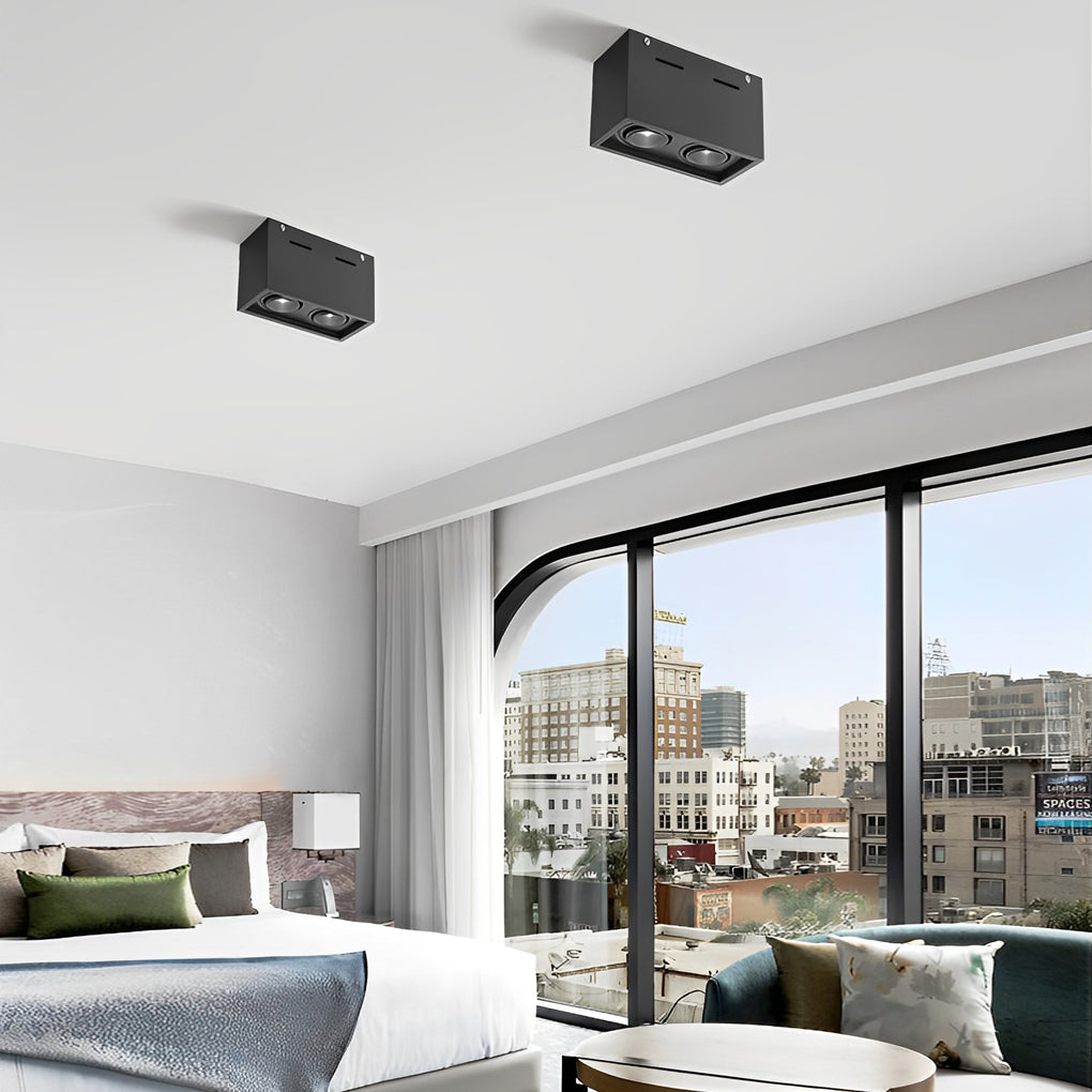 Rectangular 2 Lights Adjustable LED Modern Surface Mounted Spotlights ...