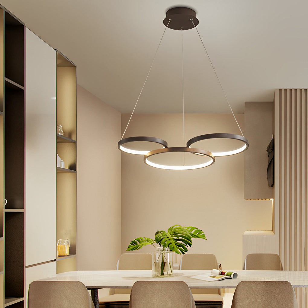 3 Rings Chandelier Dimmable Kitchen Dining Room Lighting Ceiling Lights with Remote Control - Dazuma