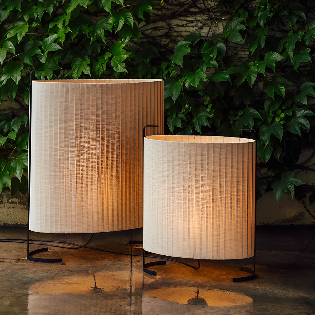 Round Creative Fabric Waterproof LED Flaxen Modern Outdoor Floor Lamps - Dazuma