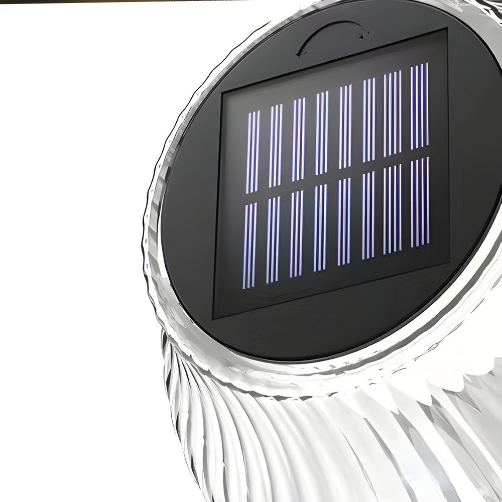 Black Metallic Arm Solar Outdoor Wall Light - Adjustable Glass Shade