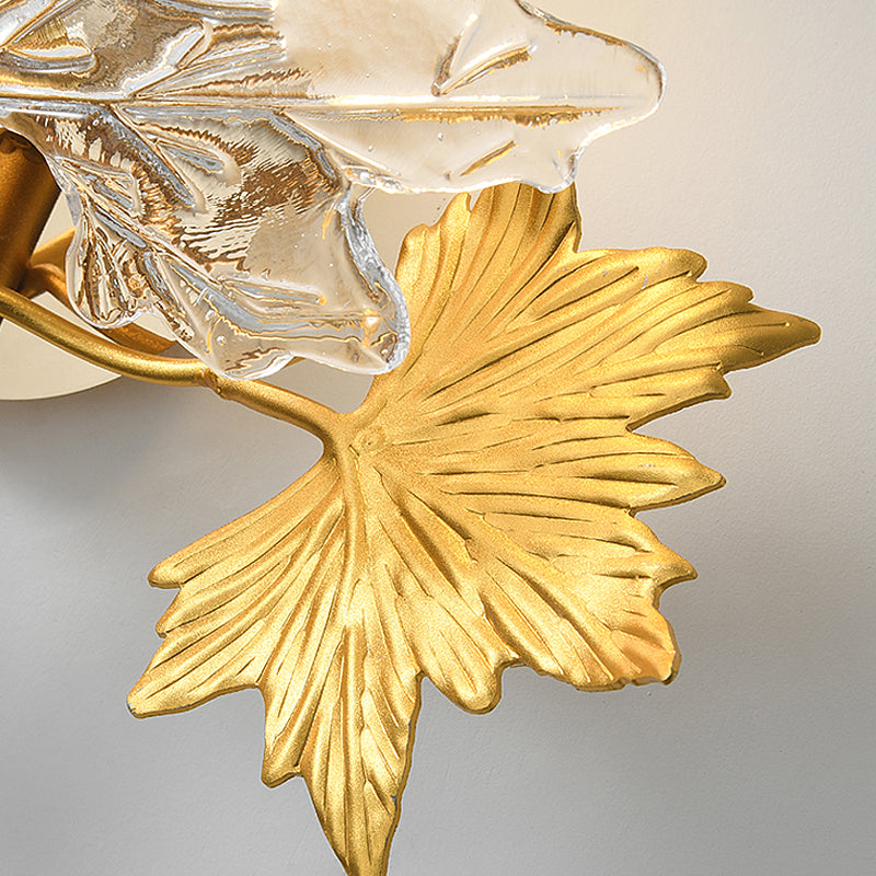 Maple Leaves Glass Three Step Dimming Artistic Luxury Postmodern Wall Lamp