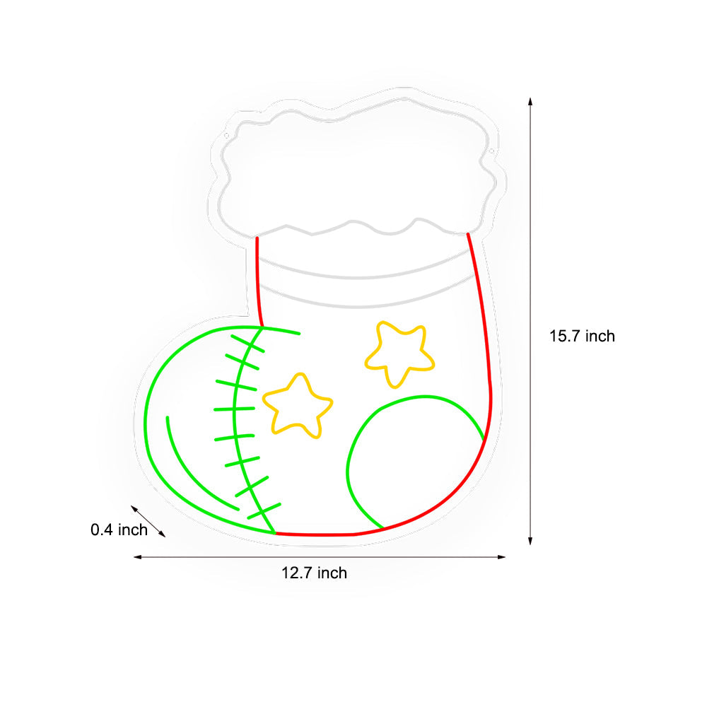 1 Piece Christmas Socks Decor Acrylic Artwork LED Neon Signs Lights