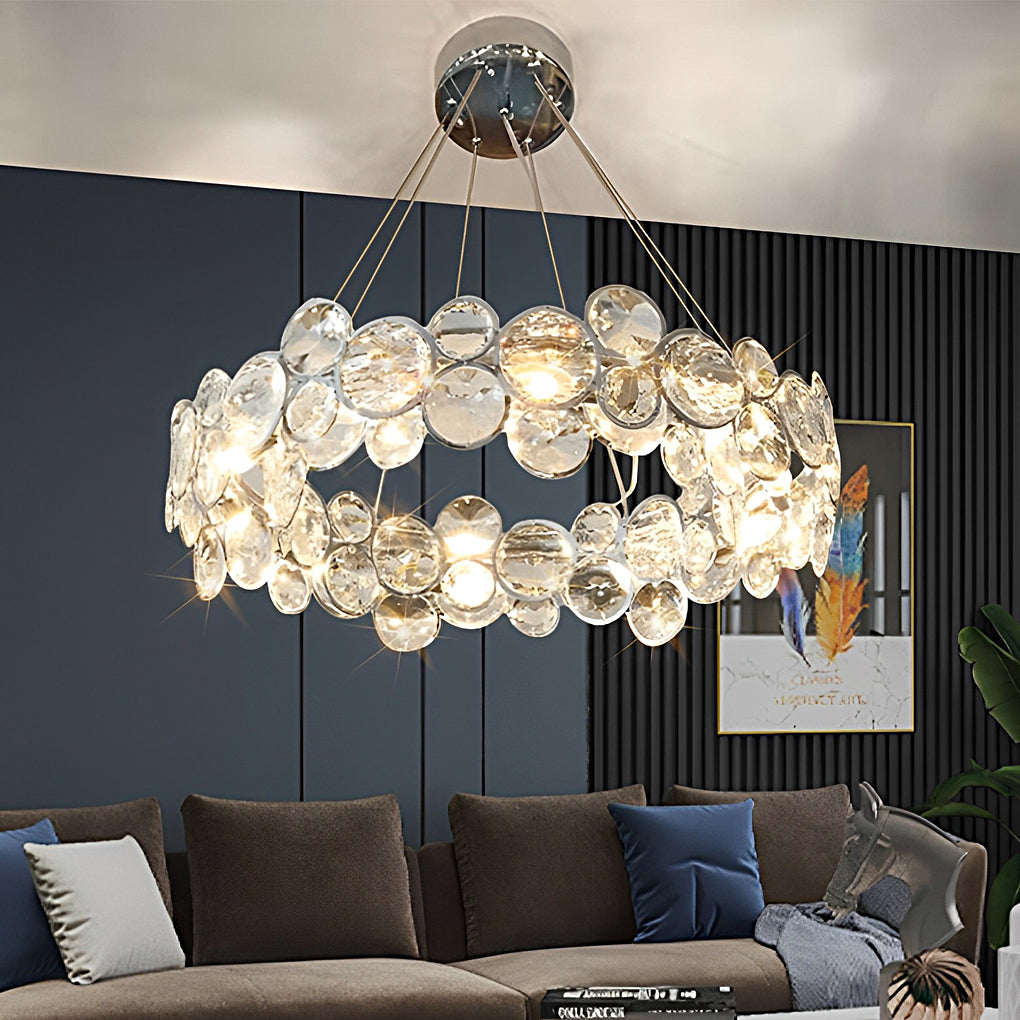 Round Bubbles Crystal Electroplating Metal Modern Chandelier Light - Dazuma