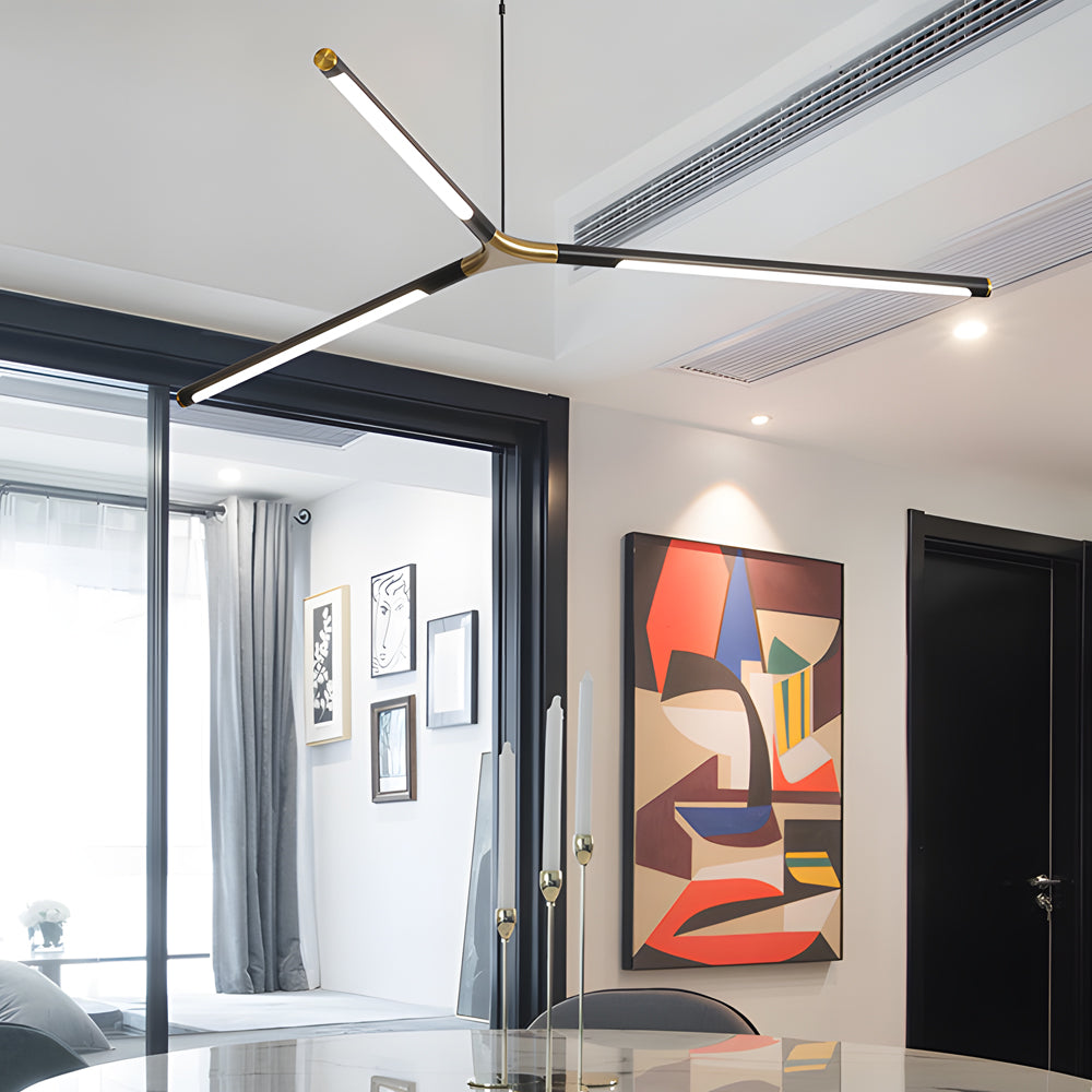 3/8-Light LED Dimmable Linear Sputnik Chandelier for Living Room