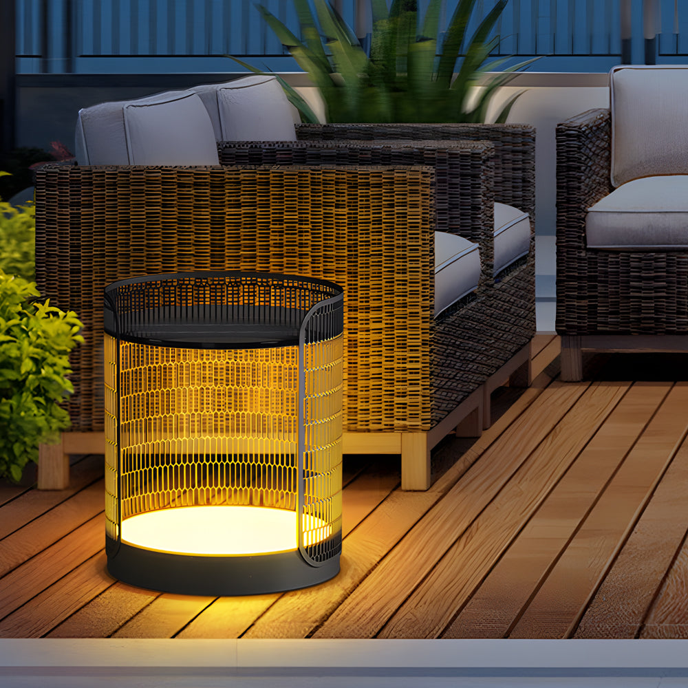 19'' LED Hardwired/Solar Powered Outdoor Floor Lamp Exterior Lantern