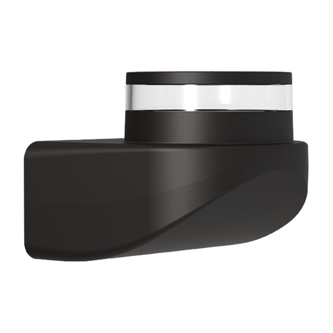 Modern black curved outdoor wall light with integrated LED and sleek geometric design