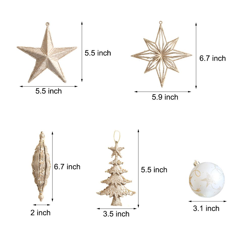 70 PCS Champagne Gold Pendants Accessories Ball Christmas Decoration Set