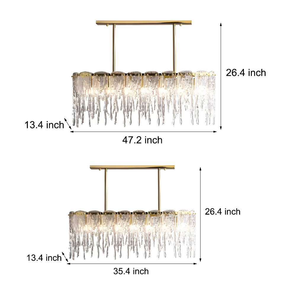 7/10 - Light Luxury Glass Decor Icicles Droplet Crystal Chandelier, 3 - Step Dimming