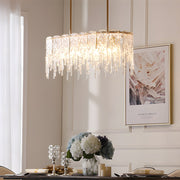 7/10 - Light Luxury Glass Decor Icicles Droplet Crystal Chandelier, 3 - Step Dimming