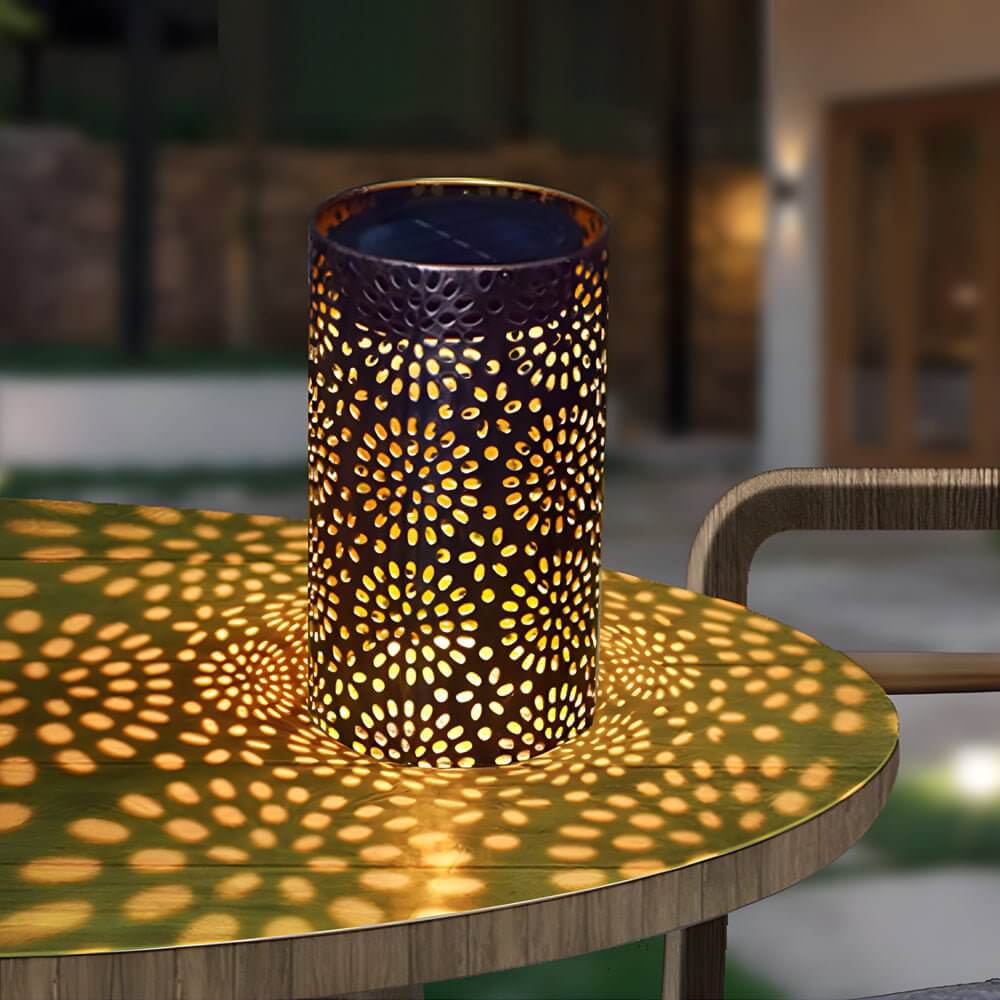 7.3 - Inch H Metal Cut - Out Solar Outdoor Lantern