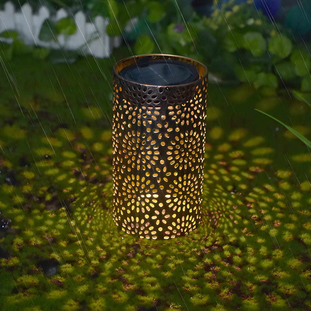 7.3 - Inch H Metal Cut - Out Solar Outdoor Lantern