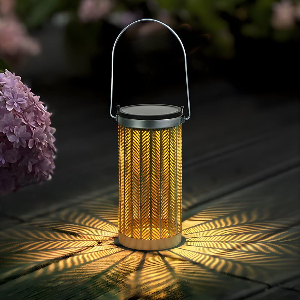 7.3 - Inch H Metal Cutout Solar Portable Hanging Lantern