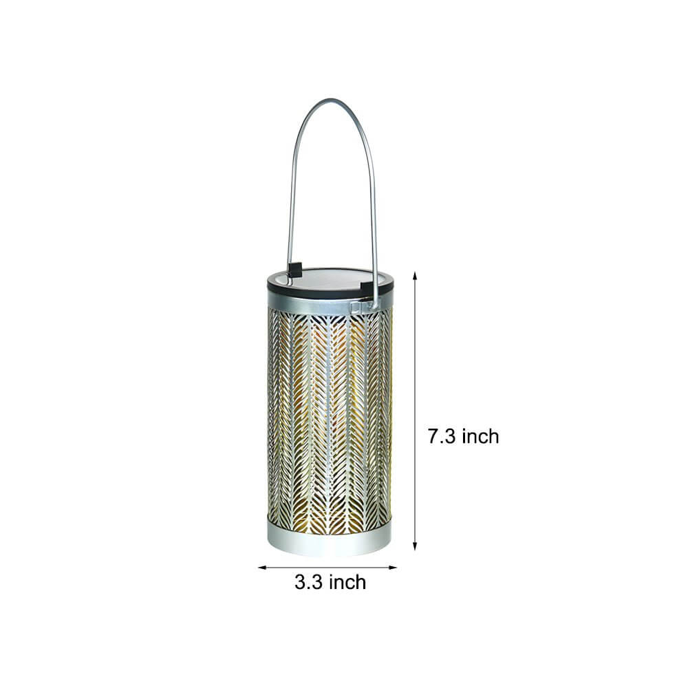 7.3 - Inch H Metal Cutout Solar Portable Hanging Lantern