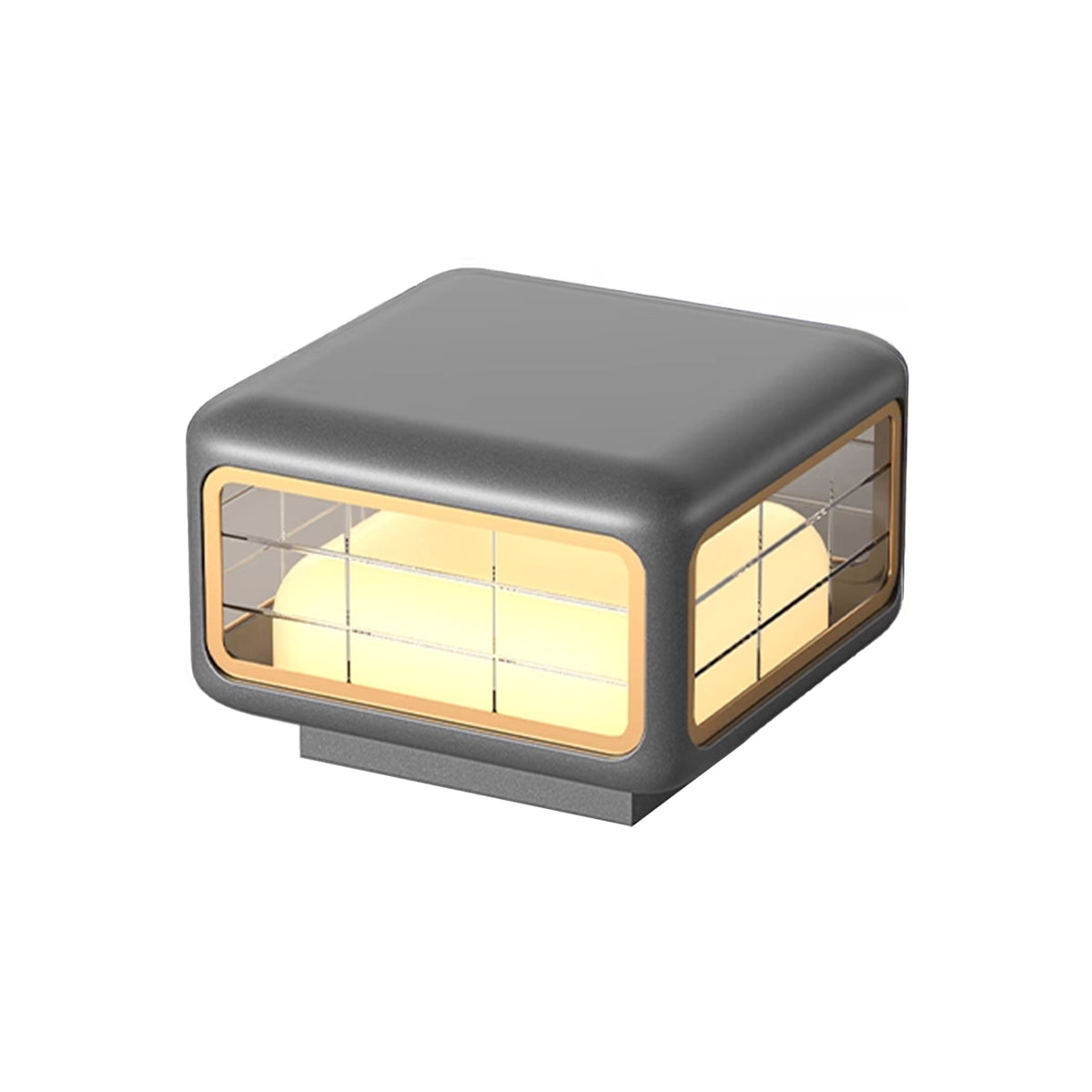 Stylish cube solar light creating atmospheric lighting in residential garden setting