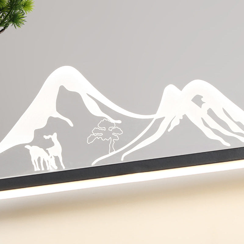 Mountain Scenery Waterproof LED Modern Outdoor Wall Lights with External Battery