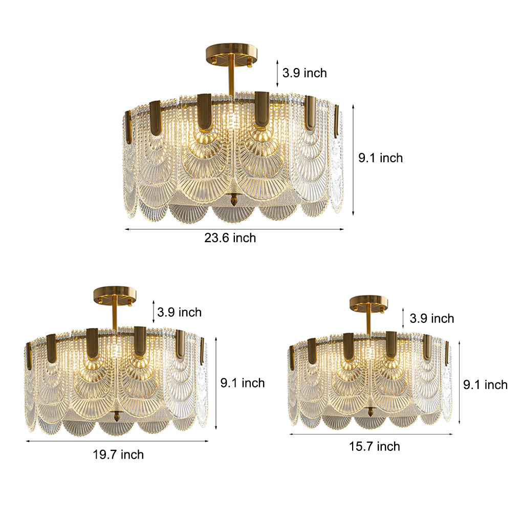 Round French Court Style Glass Three Step Dimming Modern Chandeliers