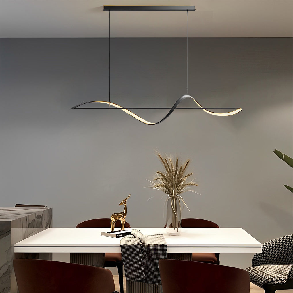 Minimalist Strip Waves Creative LED Copper Modern Dining Room ...