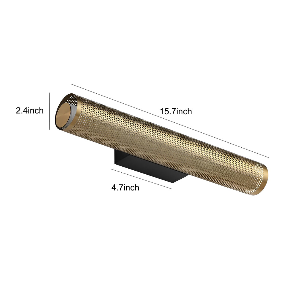 15.7-In Metallic Long Cylindrical Vanity Sconce Lighting Wall Lamp