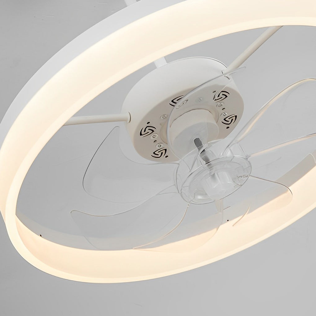 Round Mute Intelligent LED Creative Nordic Bladeless Ceiling Fans Light