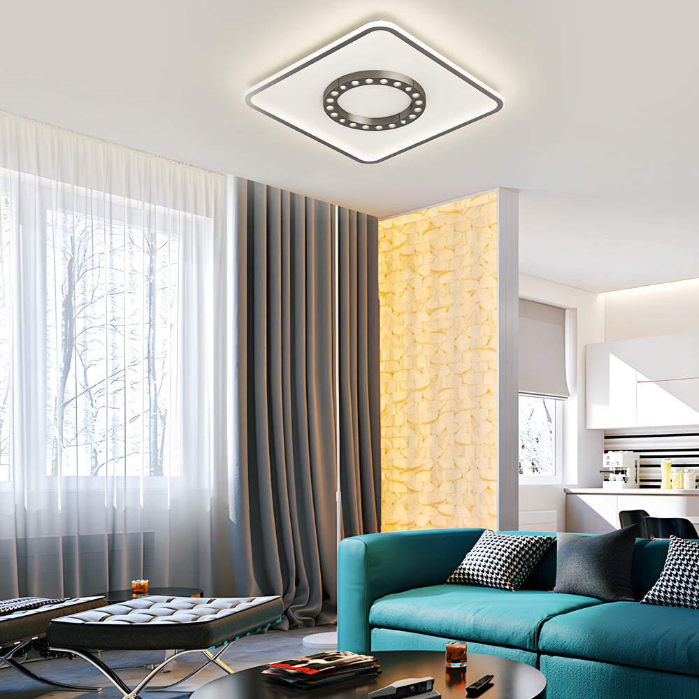 Square Round LED Anti-Glare 3 Step Dimming Modern Ceiling Lights Fixture - Dazuma