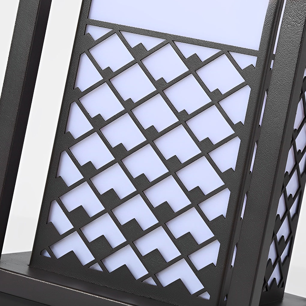 Retro Black LED Solar Lawn Lamp Patterned Pathway Lights for Outdoors