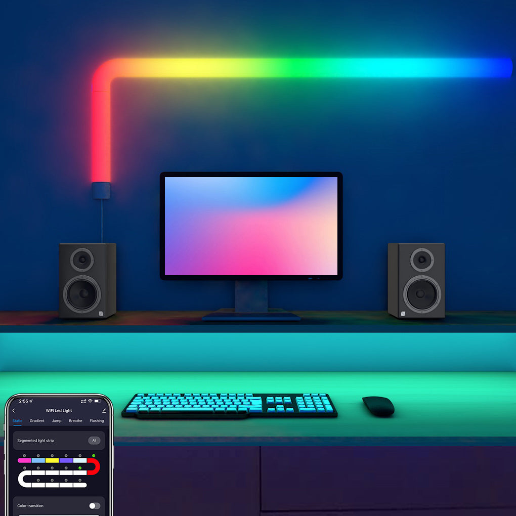 RGBIC Smart Wireless App Remote Control Splicing Decor Wall Sconce Lighting - Dazuma