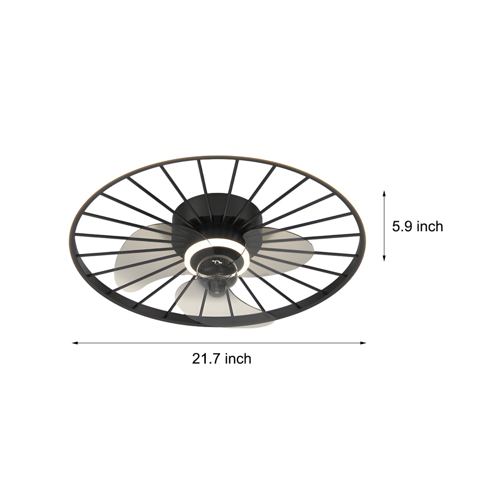 Round Silent Mute Three Step Dimming Nordic Modern Ceiling Fan and Light