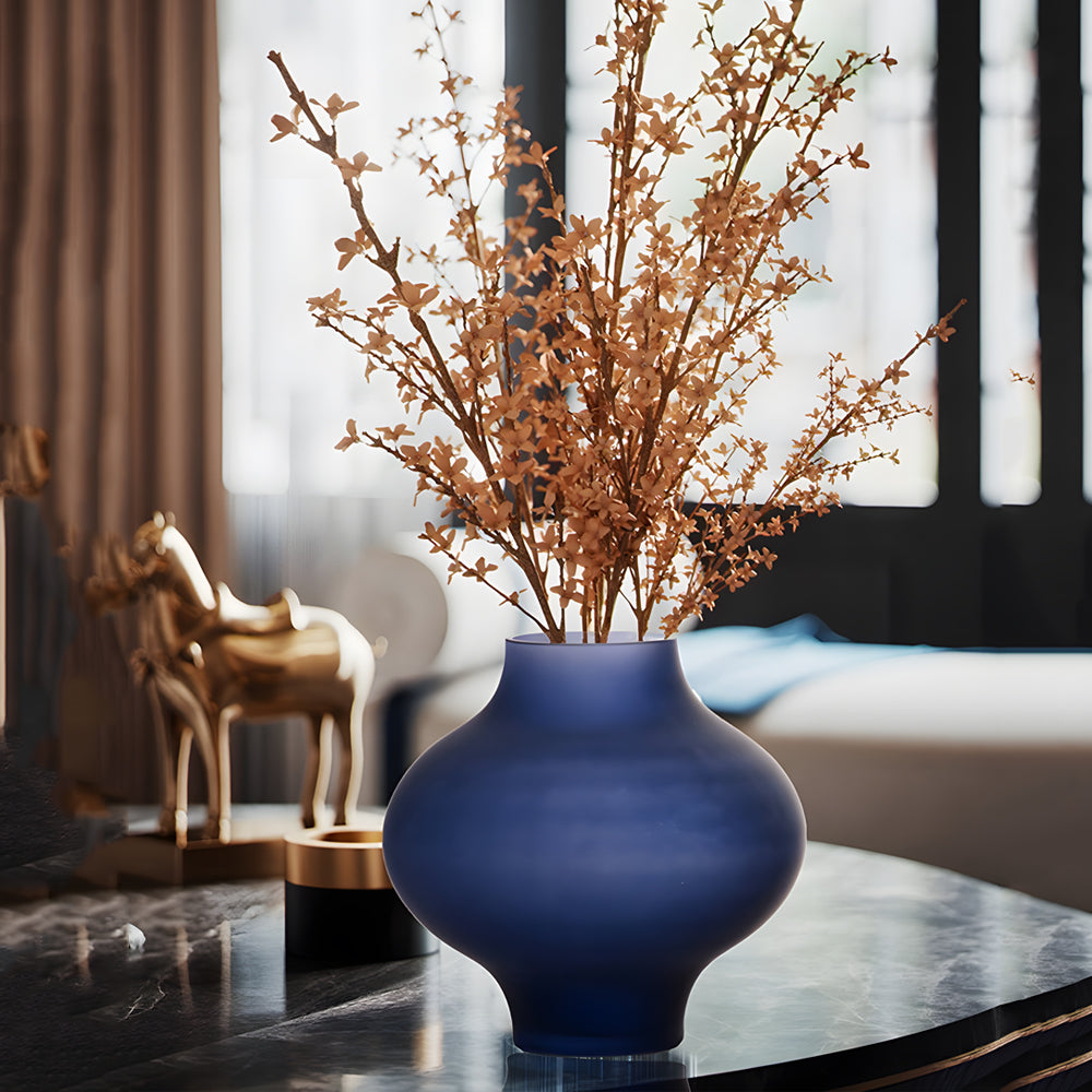 Gourd-Shaped Glass Blue Vases Decorative Flower Vases - Dazuma.us