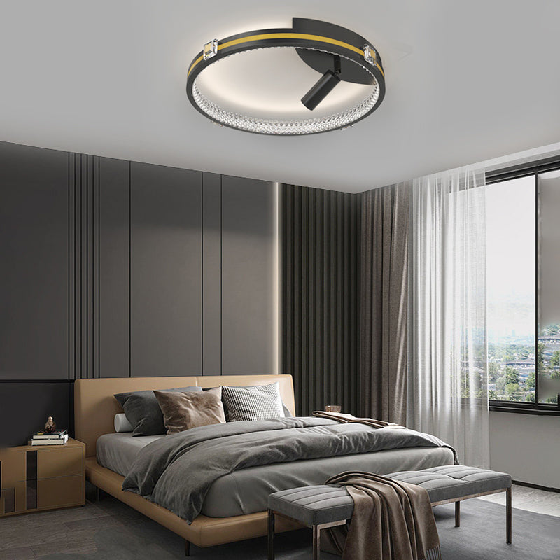 Round Ring Three Step Dimming Crystal Modern Ceiling Lights with Spotlights - Dazuma