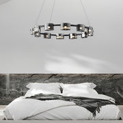 Circle Glass Stepless Dimming LED Brightness Memory Nordic Chandelier - Dazuma