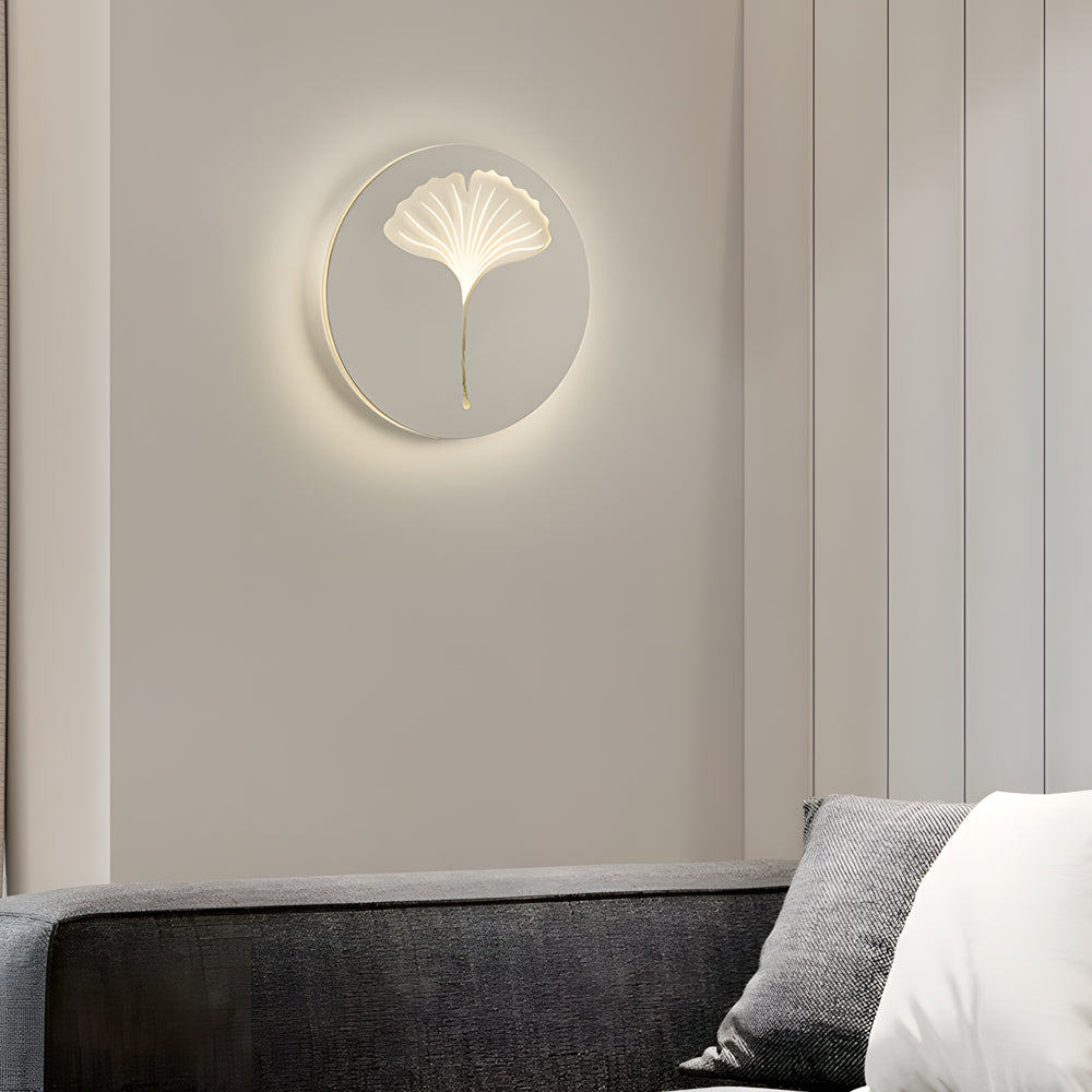 Round Ginkgo Leaf LED 3 Step Dimming Wall Sconce Lighting Wall Lamp