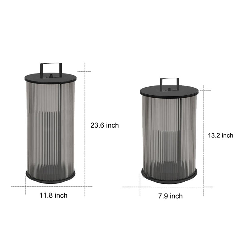 Striped Glass Cylindrical Waterproof Portable Solar Outdoor Lanterns