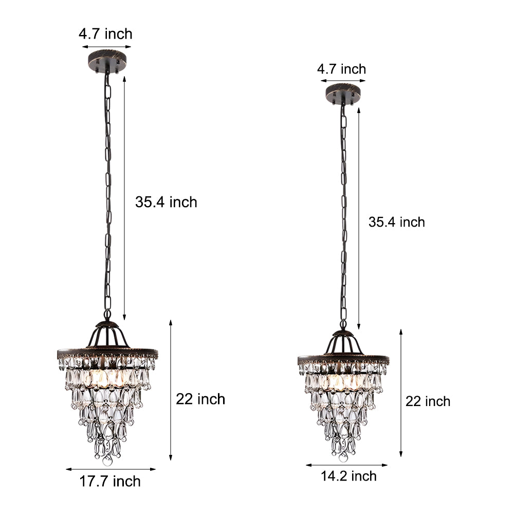 Round Aged Water Drop Crystal LED American Style Retro Chandelier