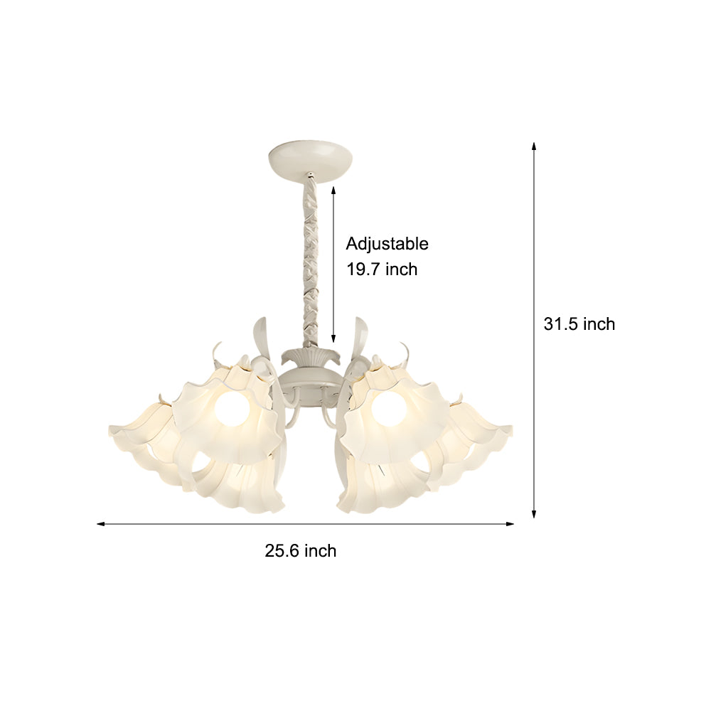 6 Heads Flowers Leaves Three Step Dimming French Style Chandelier Lamp
