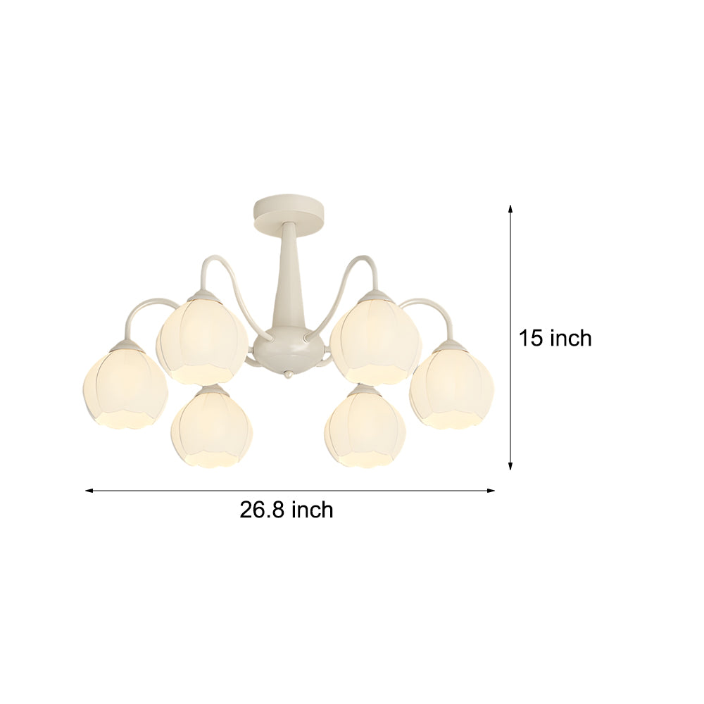 6 Round Flowers Bell Orchid Three Step Dimming Modern Chandelier Lamp