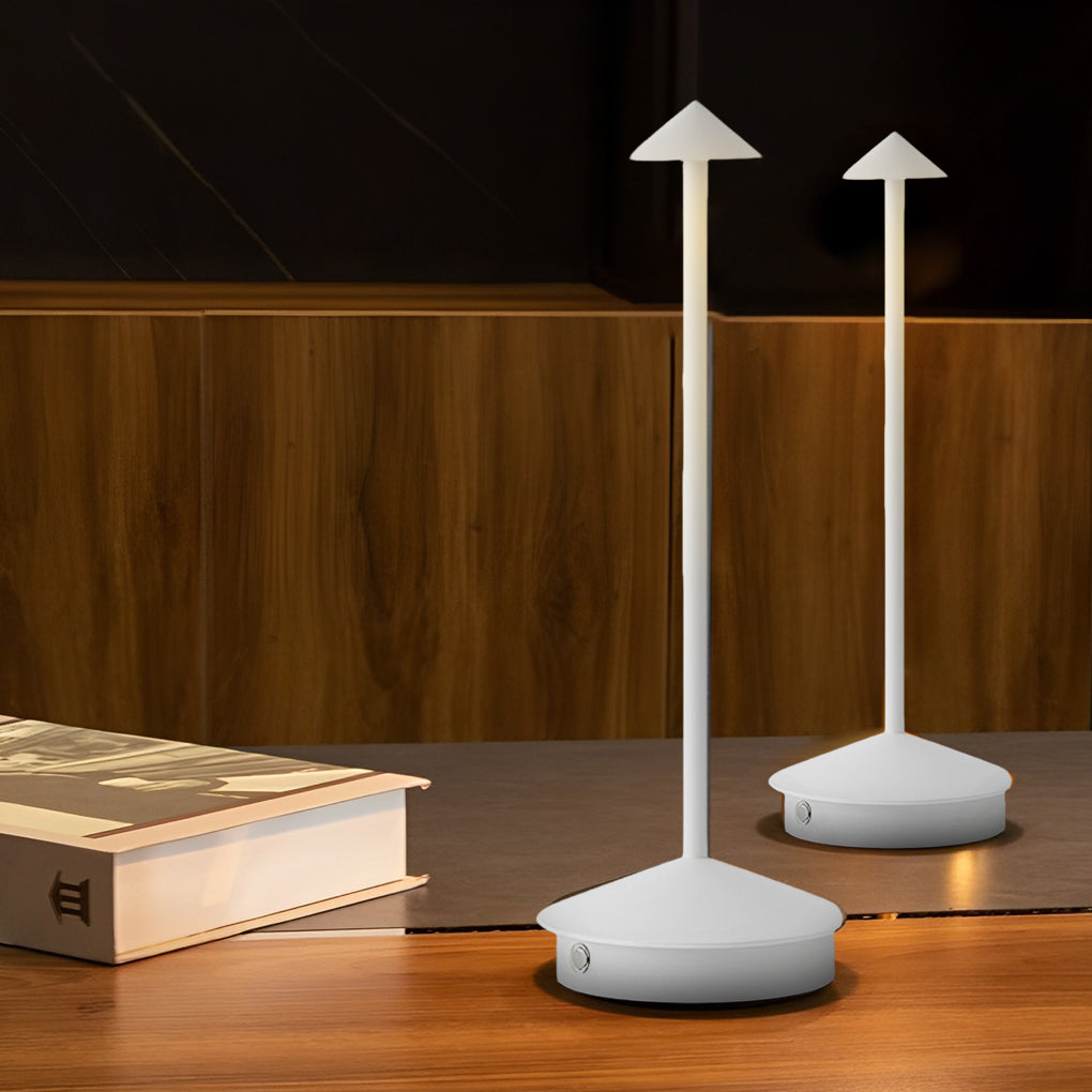 Long Rod Triangle Mushroom Table Lamp with 3 Step Dimmable USB Touch On/Off