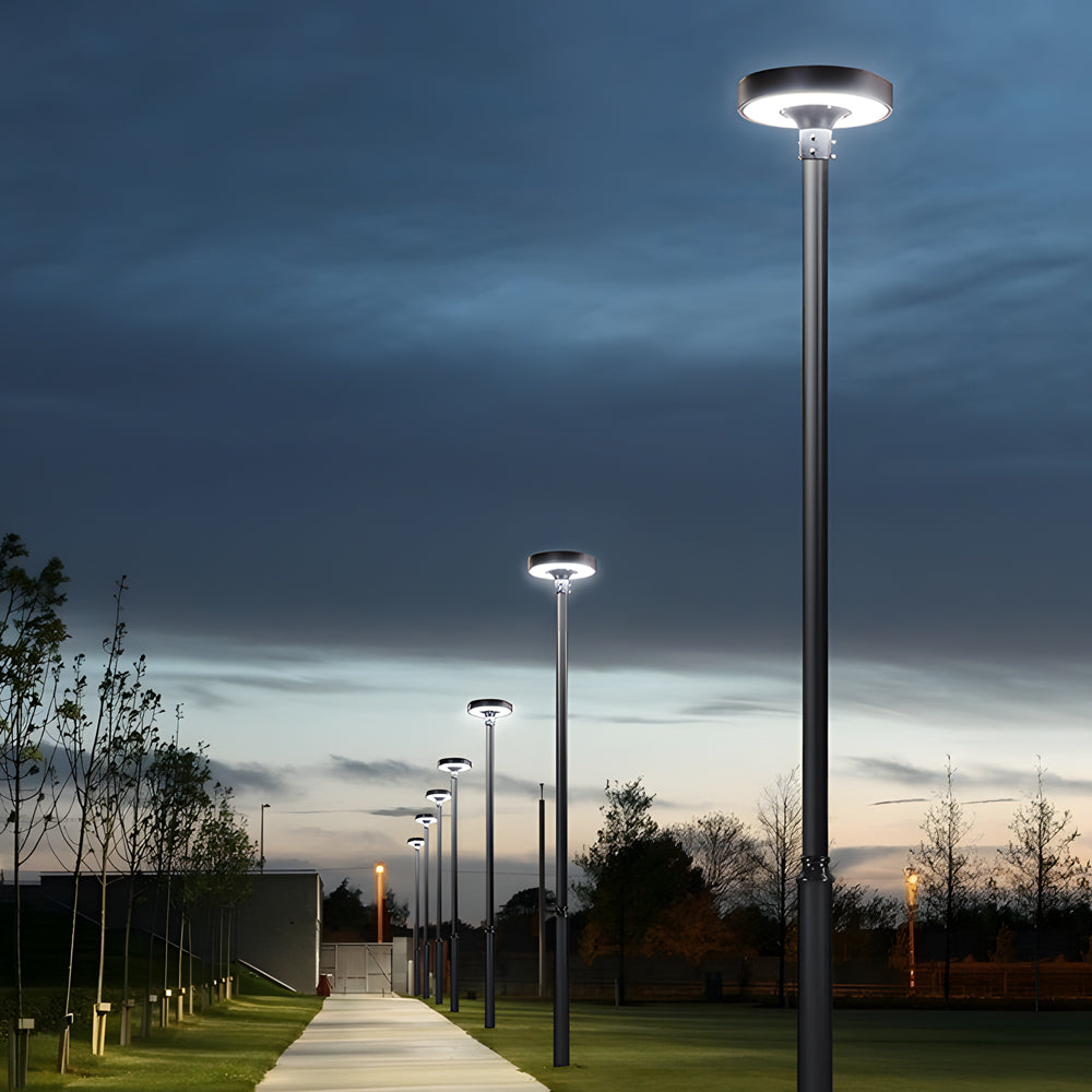 Round Waterproof Smart Remote Control LED Solar Lamp Post Top Lights
